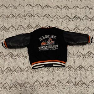 Harley-Davidson Kids Black and Orange Reversible Motorcycle Jacket Size 3T